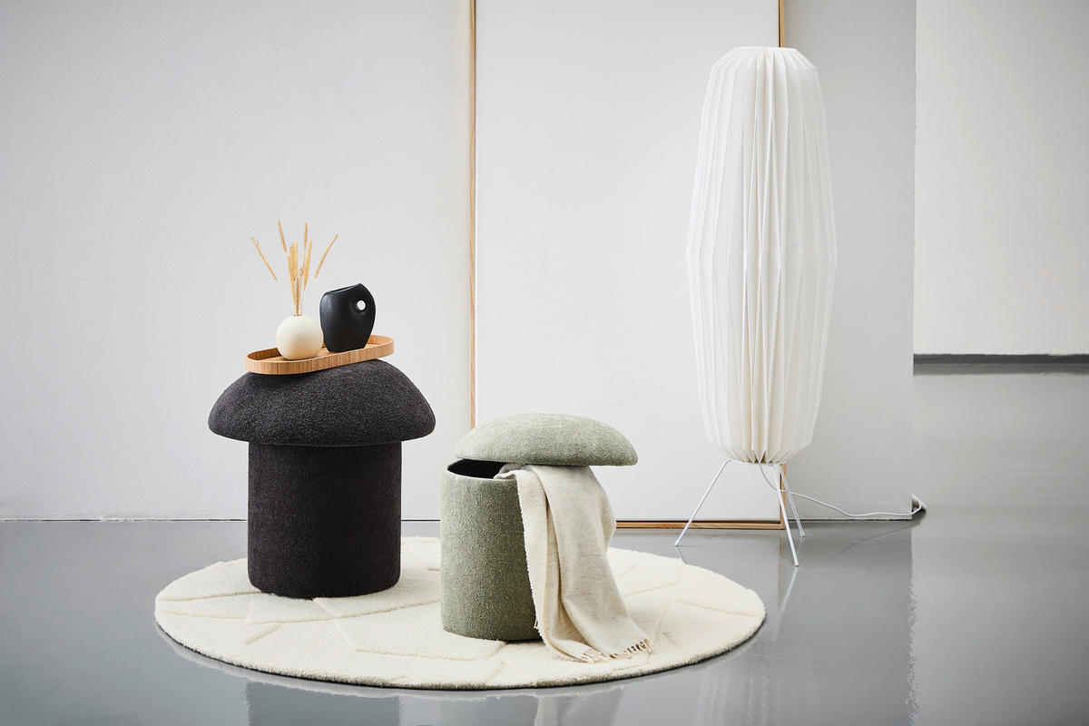 HOCKERSET Schwarz, Hellgrün  - Schwarz/Hellgrün, LIFESTYLE, Holzwerkstoff/Textil (45/47/45cm) - Xora