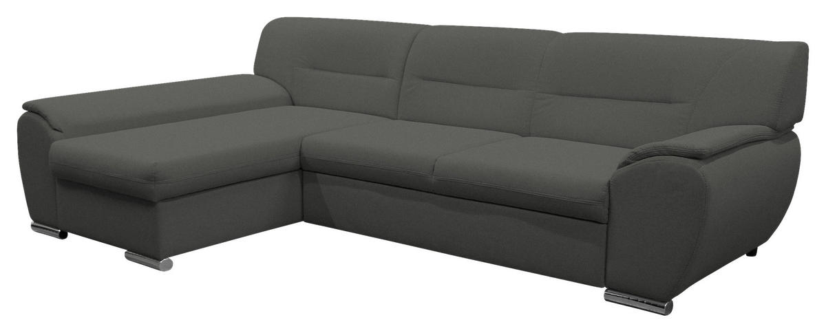 ECKSOFA Grau Flachgewebe  - Silberfarben/Grau, Design, Kunststoff/Textil (167/281cm) - MID.YOU