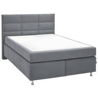 BOXSPRINGBETT 140/200 cm  in Hellgrau  - Hellgrau/Alufarben, Konventionell, Textil/Metall (140/200cm) - Dieter Knoll