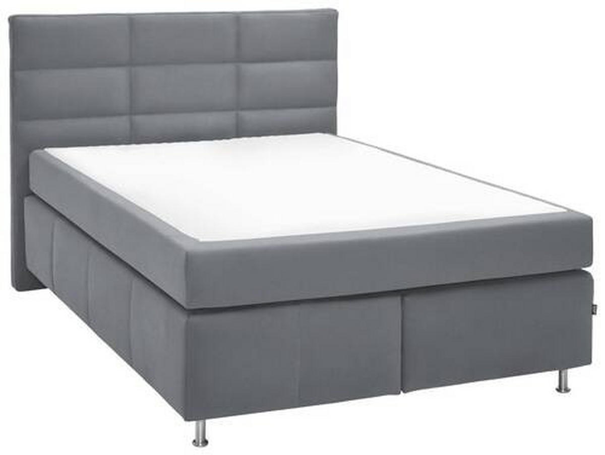 BOXSPRINGBETT 140/200 cm  in Hellgrau  - Hellgrau/Alufarben, Konventionell, Textil/Metall (140/200cm) - Dieter Knoll