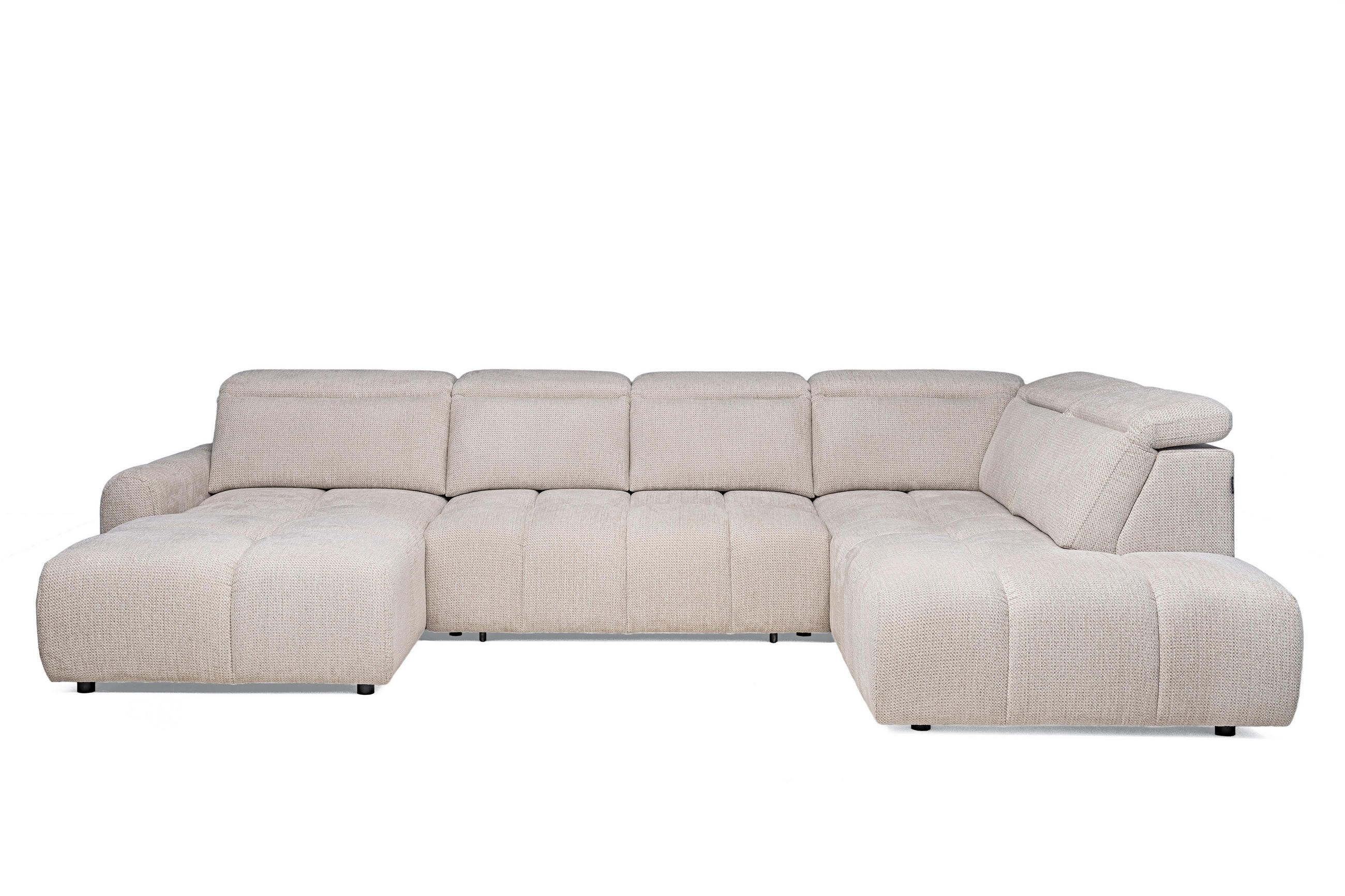 SAROKKANAPÉ textil bézs  - bézs/fekete, Design, műanyag/textil (183/358/223cm) - Welnova