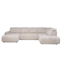 SAROKKANAPÉ textil bézs  - bézs/fekete, Design, műanyag/textil (183/358/223cm) - Welnova