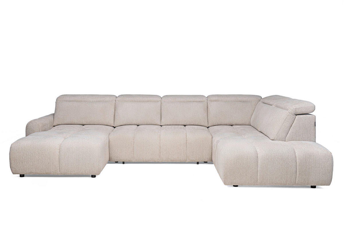 SAROKKANAPÉ textil bézs  - bézs/fekete, Design, műanyag/textil (183/358/223cm) - Welnova