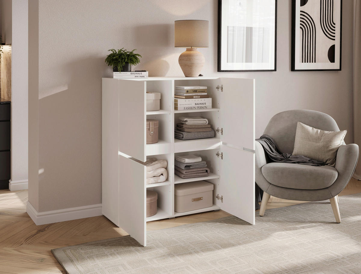 HIGHBOARD  99,4/119,4/39,8 cm  - Silberfarben/Weiß, Design, Holzwerkstoff/Kunststoff (99,4/119,4/39,8cm) - Xora