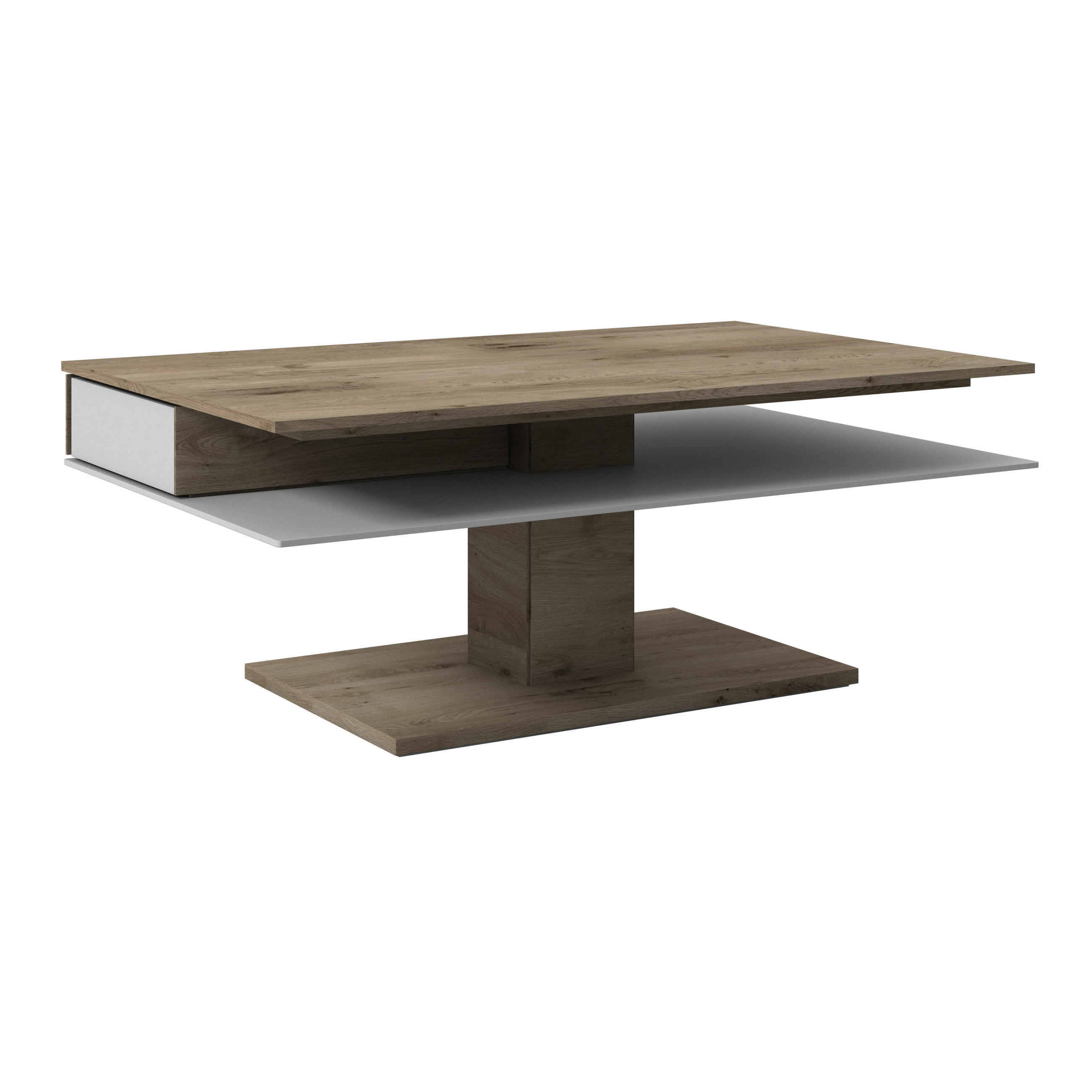 COUCHTISCH Altholz, Eiche massiv Farbglas 120/75/46 cm rechteckig Weiß, Eichefarben  - Eichefarben/Weiß, Design, Glas/Holz (120/75/46cm) - Voglauer