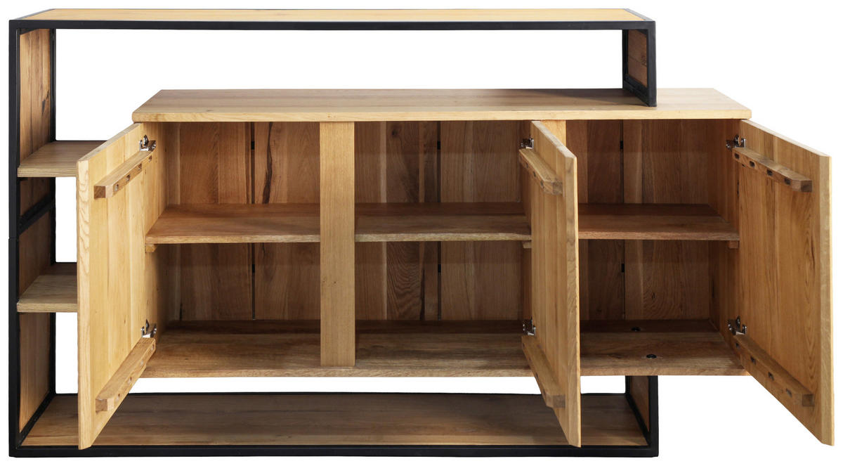SIDEBOARD  175/100/35 cm  - Eichefarben/Schwarz, LIFESTYLE, Holz/Metall (175/100/35cm) - Landscape