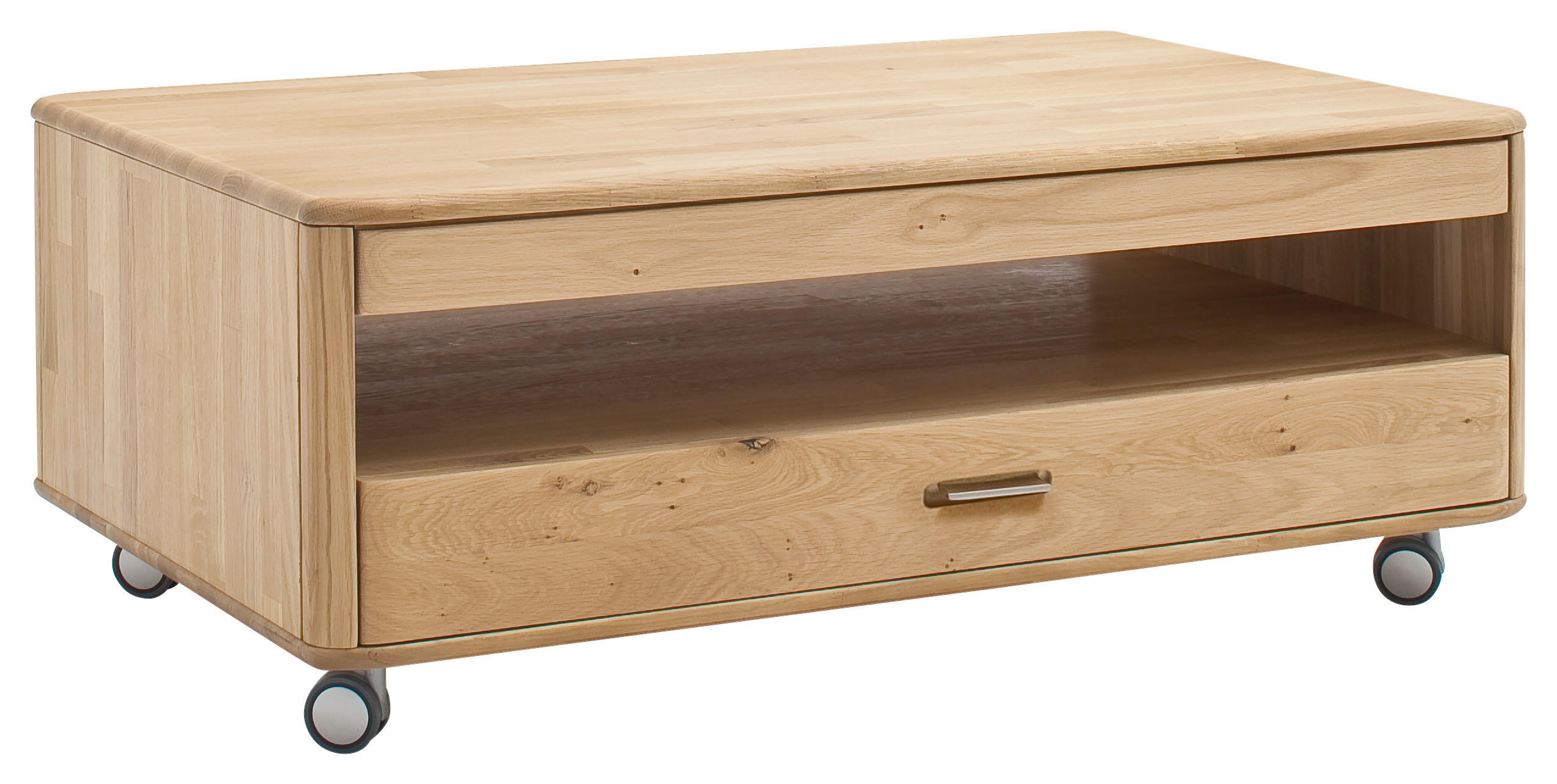 COUCHTISCH in Holz 115/70/45 cm  - Eiche Bianco/Silberfarben, Design, Holz/Kunststoff (115/70/45cm) - Livetastic