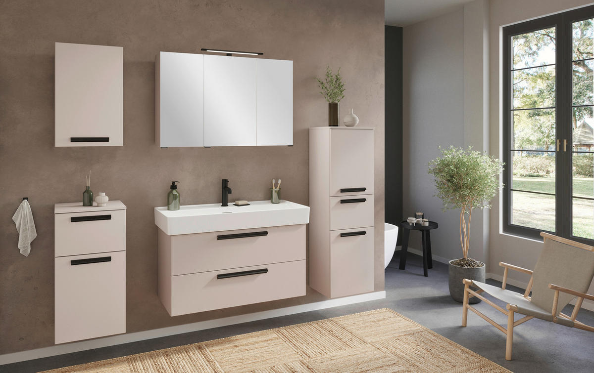 WASCHTISCHKOMBI 100 cm  - Kaschmir/Schwarz, KONVENTIONELL, Keramik/Holzwerkstoff (100cm) - Xora