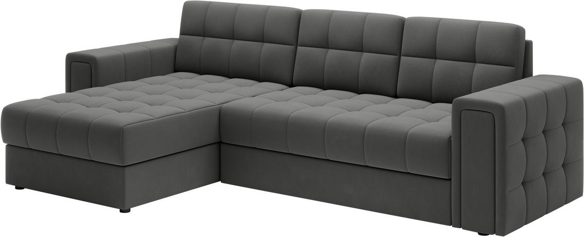 ECKSOFA Plüsch Dunkelgrau  - Dunkelgrau, Design, Kunststoff/Textil (260/150cm) - MID.YOU