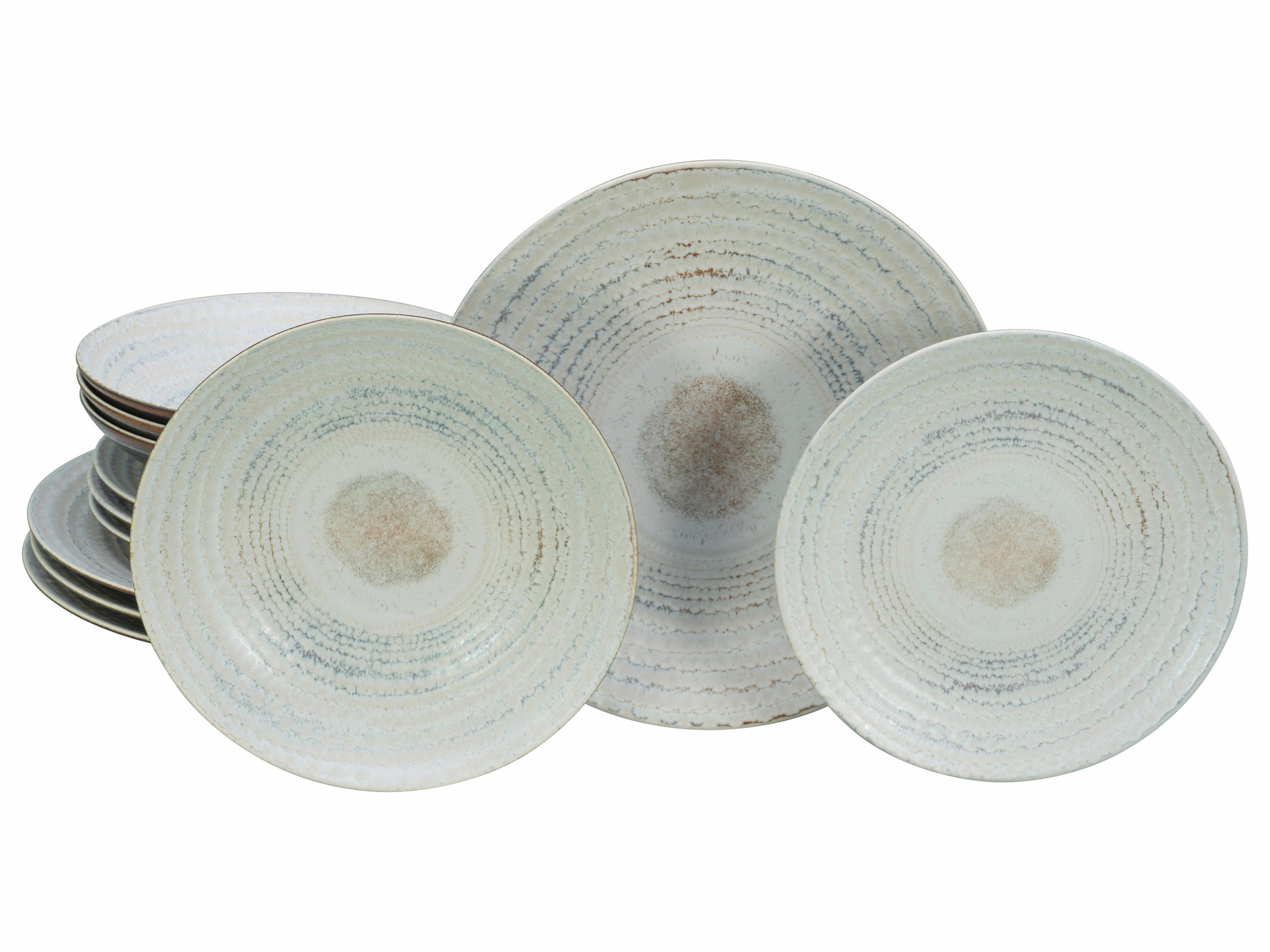 TAFELSERVICE Braun, Creme Neapel Offwhite 12-teilig  - Creme/Braun, Basics, Keramik - Creatable