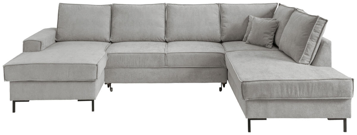 SJEDEĆA GARNITURA tekstil  srebrne boje   - srebrne boje/crna, Moderno, tekstil/metal (150/309/198cm) - MID.YOU