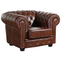 CHESTERFIELD-SESSEL in Echtleder Braun  - Nussbaumfarben/Braun, Konventionell, Leder/Holzwerkstoff (110/74/98cm) - Max Winzer