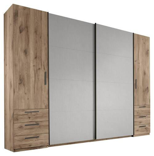 KOMBINÁLT SZEKRÉNY tölgyfa, világosszürke  - világosszürke/grafitszürke, Konventionell, műanyag/faalapú anyag (311,9/225,5/61cm) - Xora