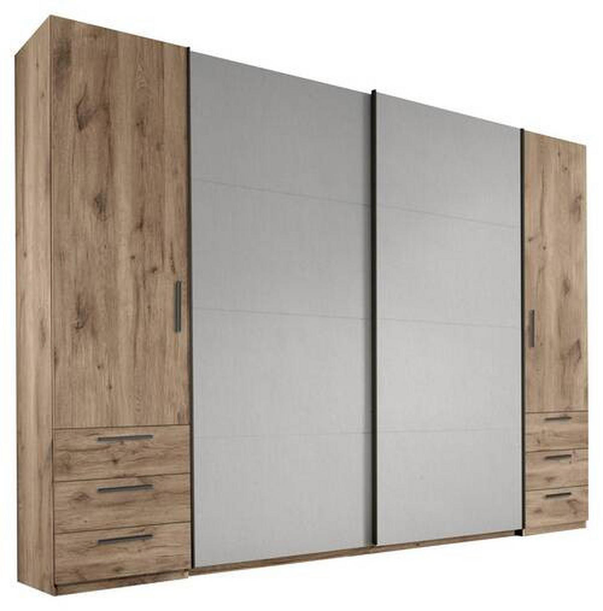 KOMBINÁLT SZEKRÉNY tölgyfa, világosszürke  - világosszürke/grafitszürke, Konventionell, műanyag/faalapú anyag (311,9/225,5/61cm) - Xora