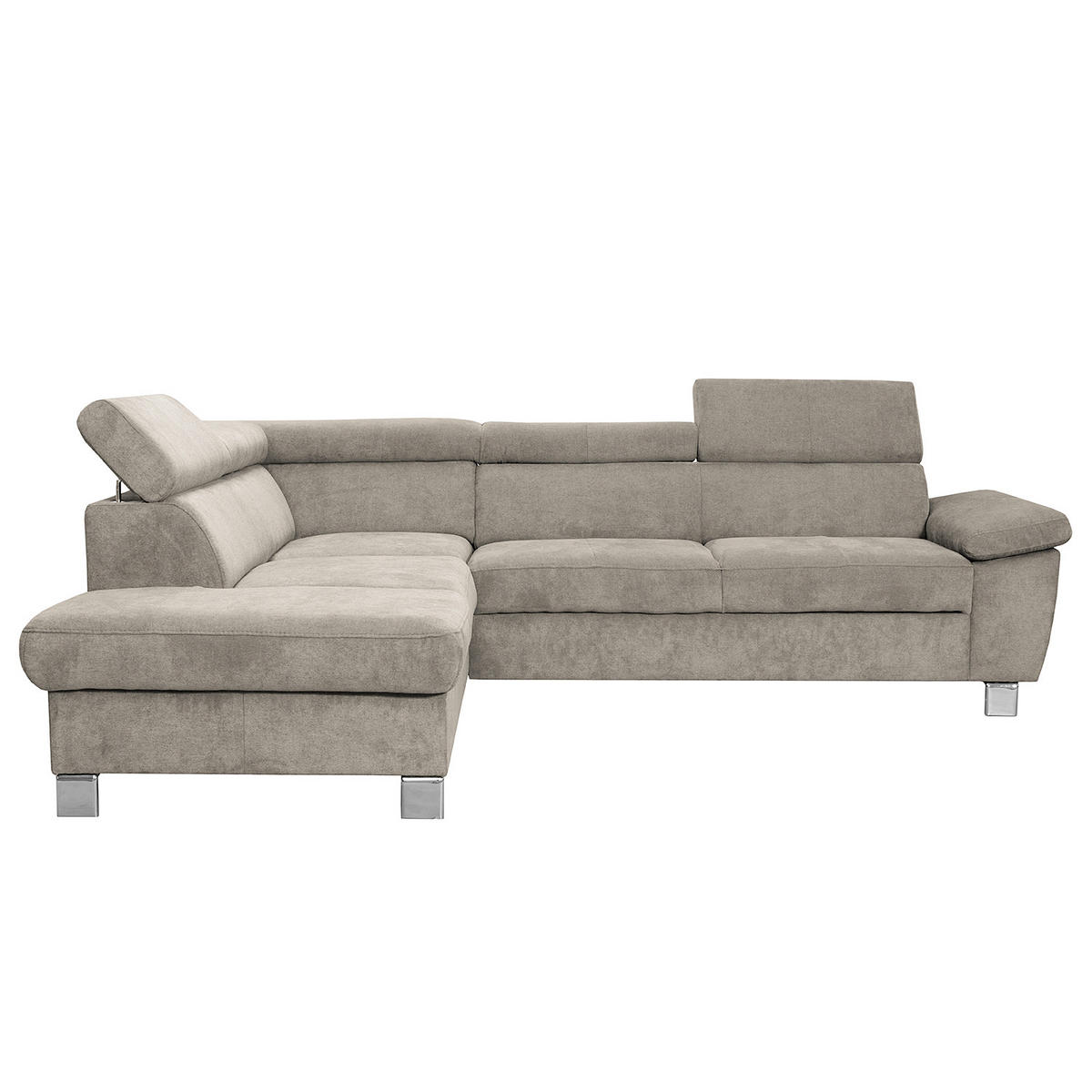 ECKSOFA Hellbraun Mikrofaser  - Chromfarben/Hellbraun, Design, Textil/Metall (208/248cm) - Livetastic