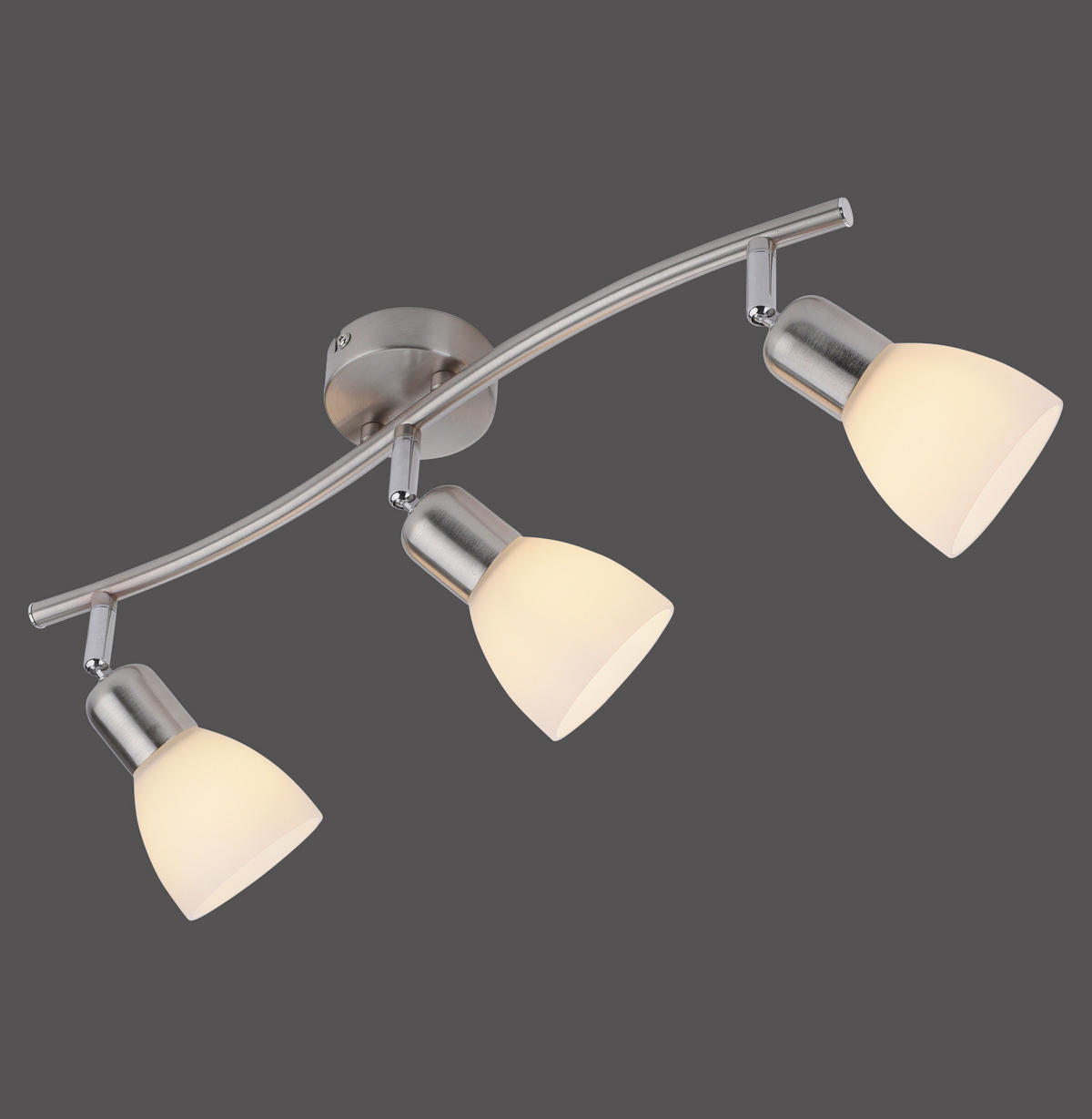 PLAFONJERA - boja aluminijuma/boja nikla, Osnovno, staklo/metal (68/22cm)
