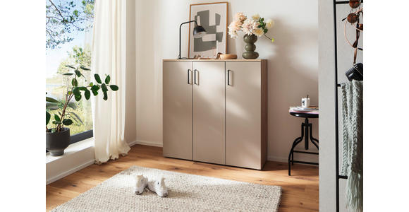 SCHUHSCHRANK 120/120/38 cm  - Eichefarben/Silberfarben, Basics, Holzwerkstoff/Kunststoff (120/120/38cm) - Moderano