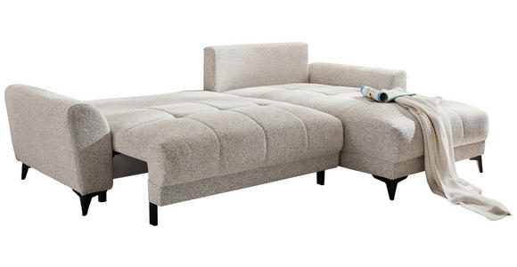 ECKSOFA in Webstoff Hellbraun  - Hellbraun/Schwarz, MODERN, Kunststoff/Textil (281/189cm) - Carryhome