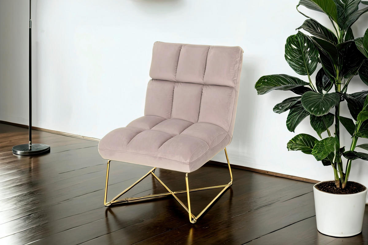 STUHL - Goldfarben/Rosa, Design, Textil/Metall (84/85/61cm) - MID.YOU