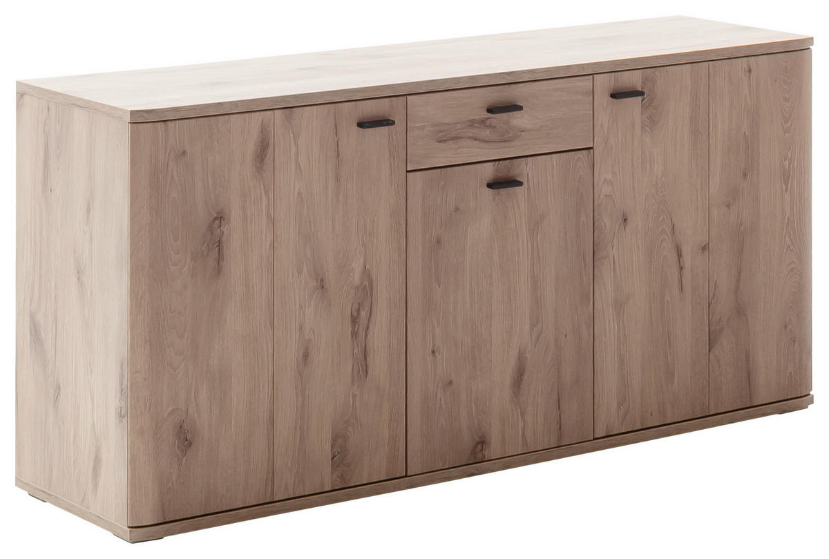 SIDEBOARD 149/78/44 cm  in Eichefarben  - Eichefarben/Anthrazit, Design, Holzwerkstoff/Metall (149/78/44cm) - MID.YOU