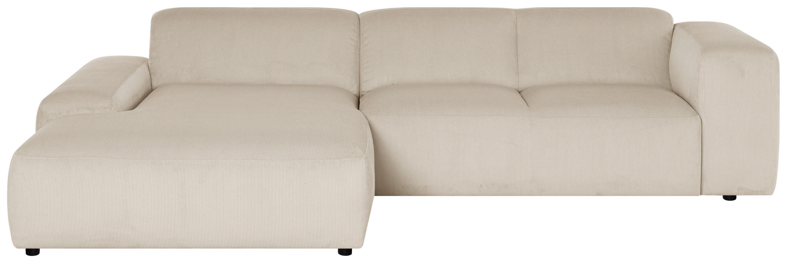ECKSOFA HANNAH Beige Cord  - Beige/Schwarz, Design, Kunststoff/Textil (200/304cm) - MID.YOU