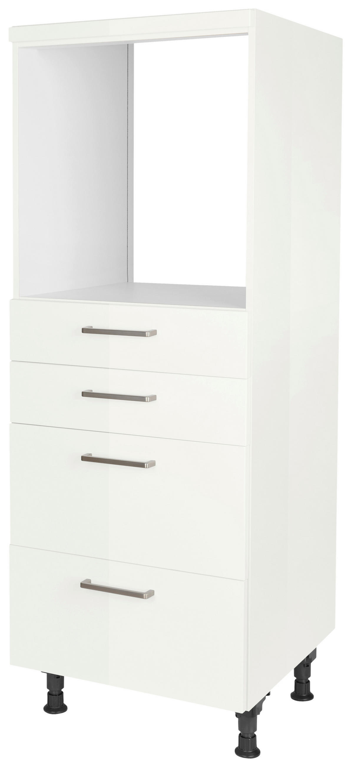 GERÄTEUMBAUSCHRANK 60/168/58 cm  in Weiß Hochglanz  - Edelstahlfarben/Weiß Hochglanz, MODERN, Holzwerkstoff/Metall (60/168/58cm) - Nobilia