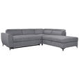 ECKSOFA Dunkelgrau Velours  - Dunkelgrau/Schwarz, KONVENTIONELL, Textil/Metall (255/217cm) - Carryhome