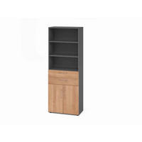 AKTENSCHRANK Graphitfarben, Nussbaumfarben  - Nussbaumfarben/Graphitfarben, Basics, Holzwerkstoff (80/215,6/41,7cm) - Venda