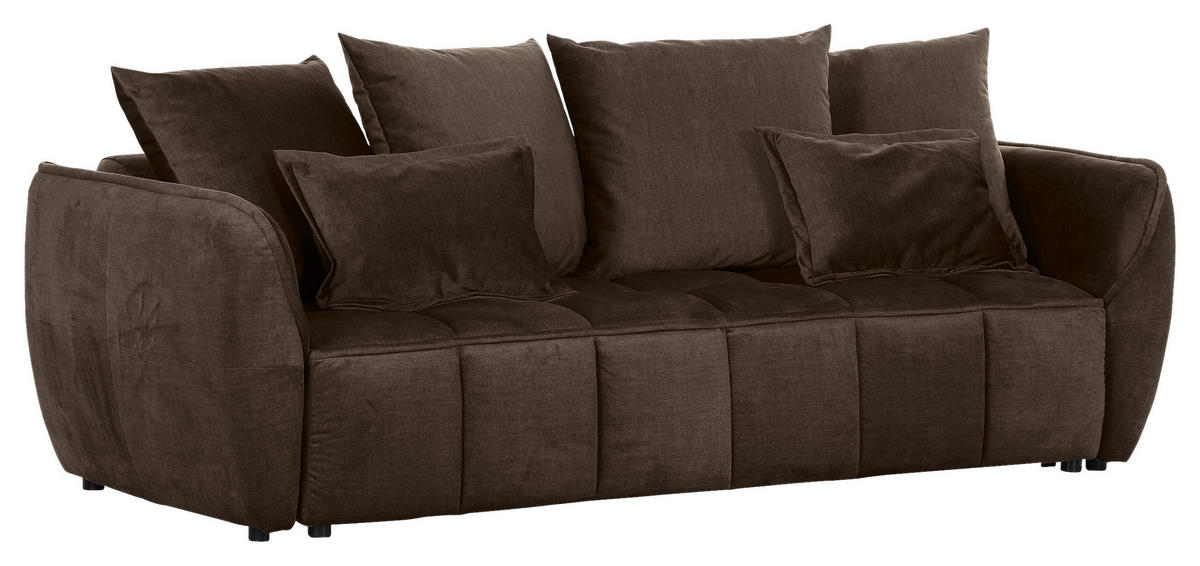 SCHLAFSOFA in Flachgewebe Dunkelbraun  - Dunkelbraun/Schwarz, Konventionell, Kunststoff/Textil (250/70/118cm) - MID.YOU