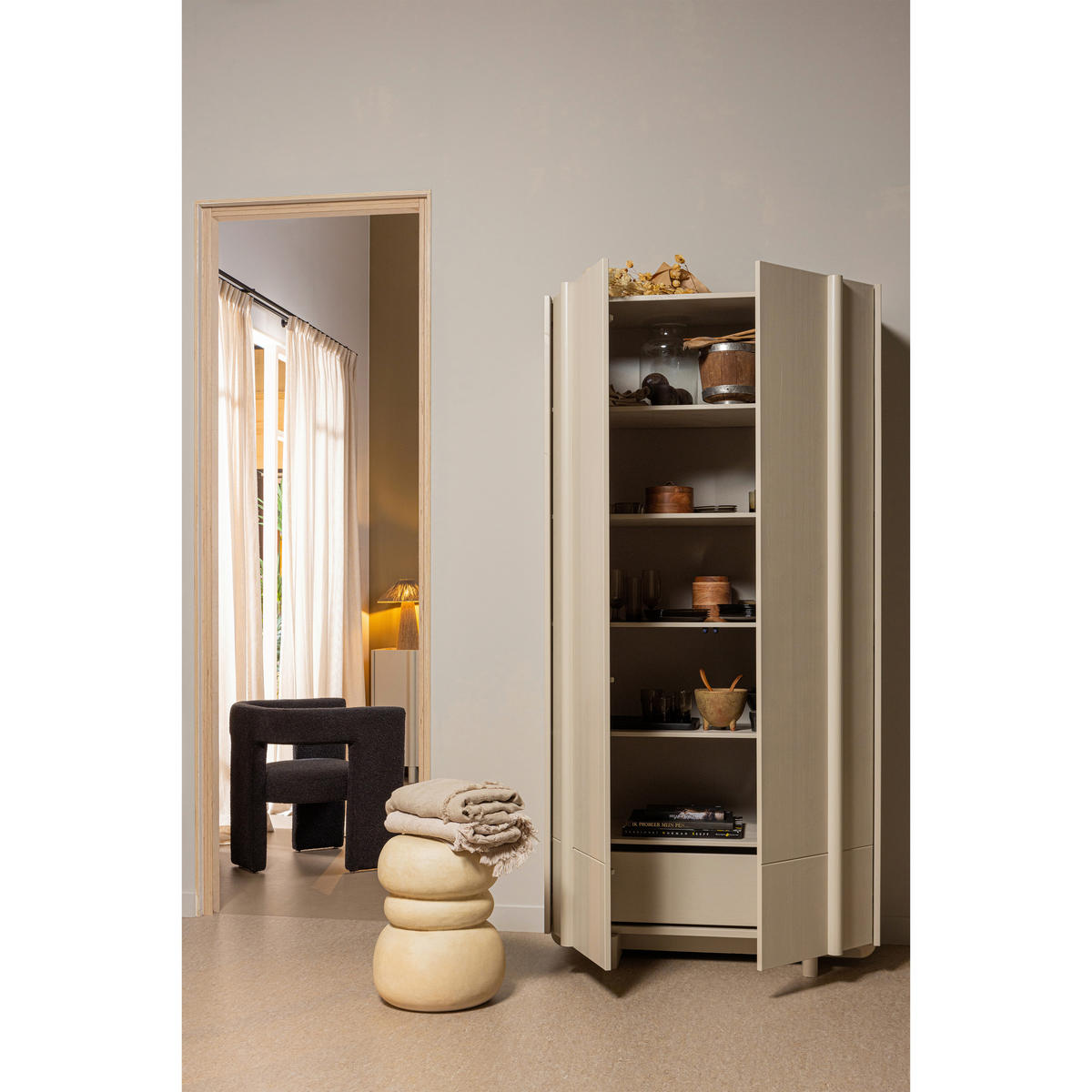 GARDEROBENSCHRANK Basu  in 101/210/46 cm  - Grauweiß, Design, Holz (101/210/46cm) - Livetastic