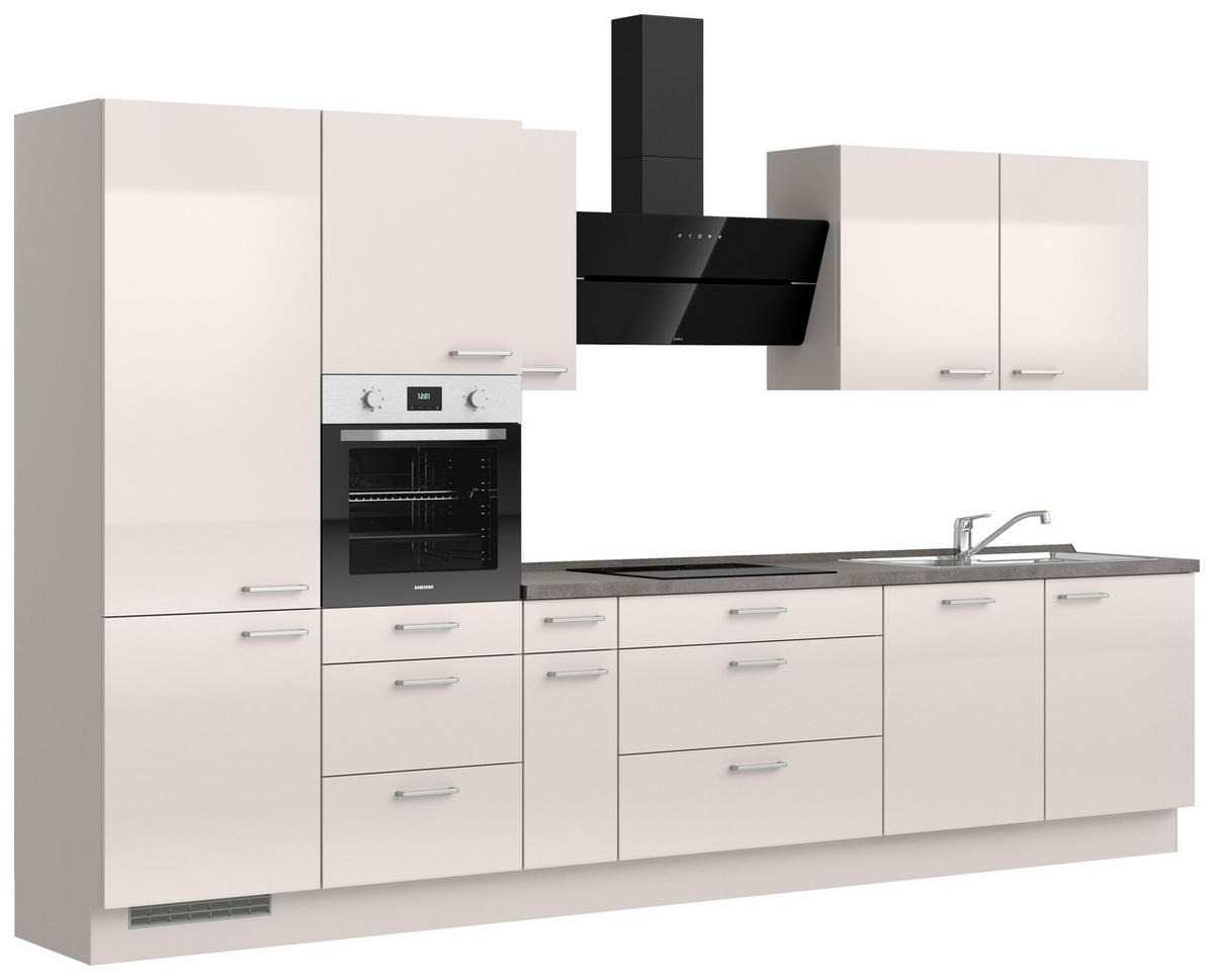 KÜCHENBLOCK 360 cm   in Schieferfarben, Hellgrau  - Schieferfarben/Edelstahlfarben, MODERN, Holzwerkstoff/Metall (360cm) - Nobilia