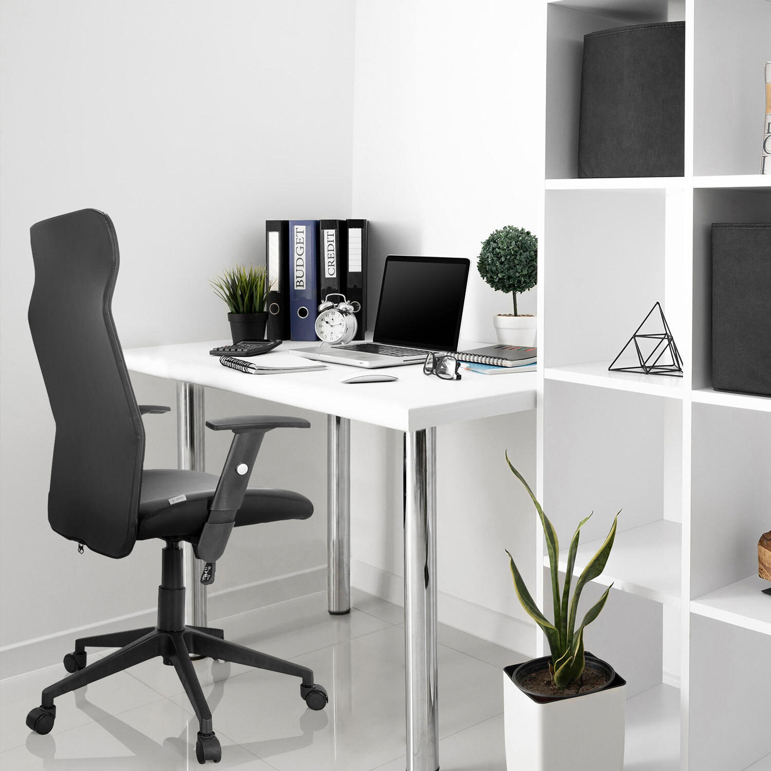 OTOČNÁ ŽIDLE, vzhled kůže, černá - černá, Moderní, textil/plast (72/115/55cm) - MID.YOU