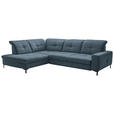 ECKSOFA in Chenille Blau  240/308 cm  - Blau/Schwarz, Design, Textil/Metall (240/308cm) - Xora