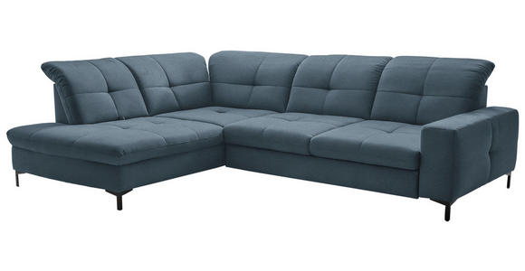 ECKSOFA in Chenille Blau 240/308 cm - Blau/Schwarz, Design, Textil/Metall (240/308cm) - Xora