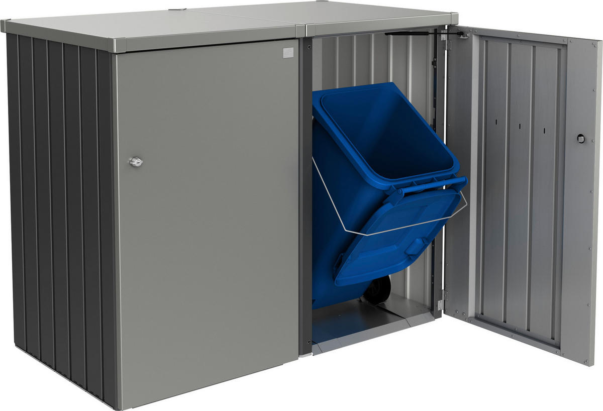 MÜLLTONNENBOX 80/129/88 cm  - Graphitfarben, Basics, Metall (80/129/88cm) - Biohort
