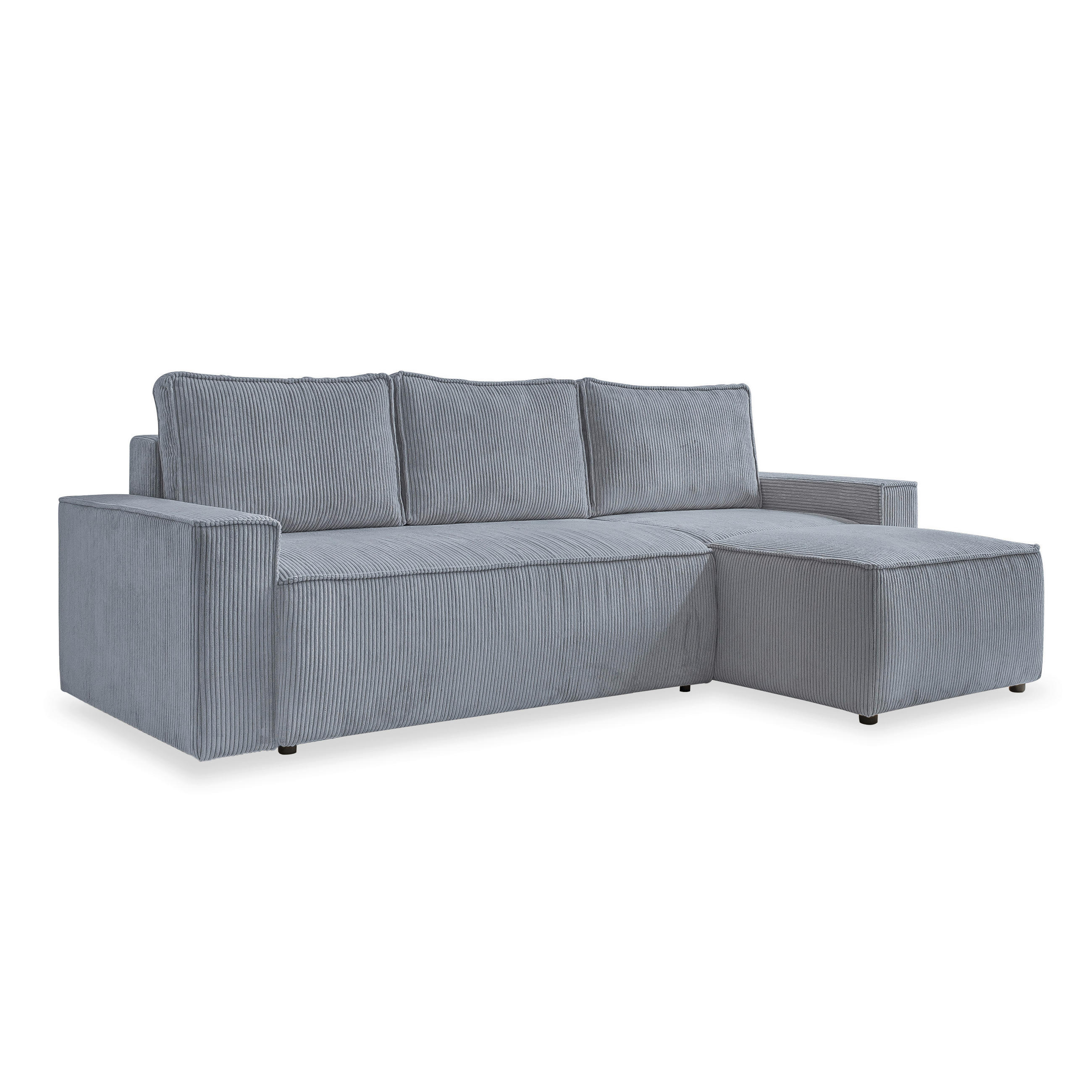 ECKSOFA in Cord Hellgrau  250/156 cm  - Hellgrau/Schwarz, Design, Kunststoff/Textil (250/156cm) - MID.YOU