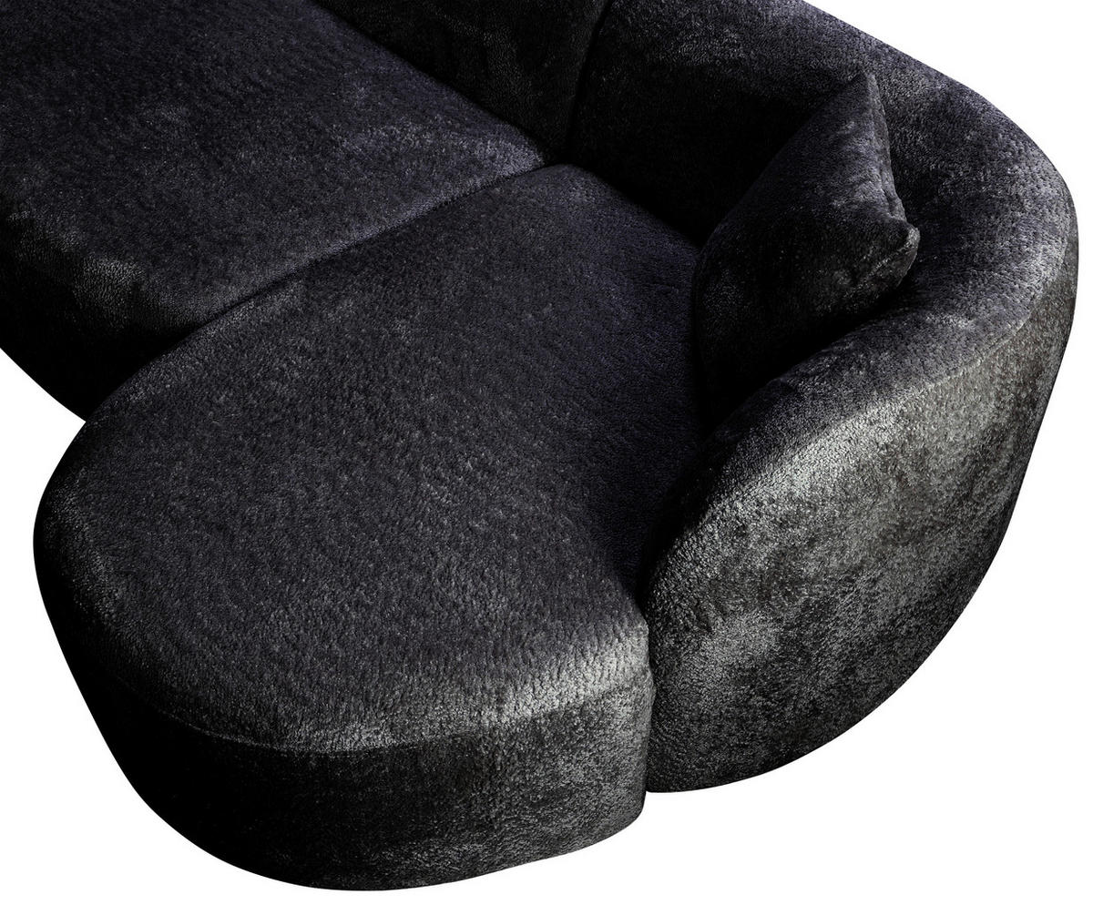 ECKSOFA in Bouclé Schwarz  - Schwarz, Design, Kunststoff/Textil (264/143cm) - MID.YOU