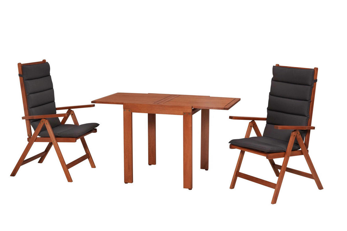 GARTENTISCHGRUPPE  - Eukalyptusholzfarben/Grau, KONVENTIONELL, Holz/Textil - Gardenson