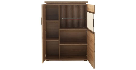 HIGHBOARD  90/124/38 cm  - Eichefarben/Anthrazit, KONVENTIONELL, Glas/Holzwerkstoff (90/124/38cm) - Cantus