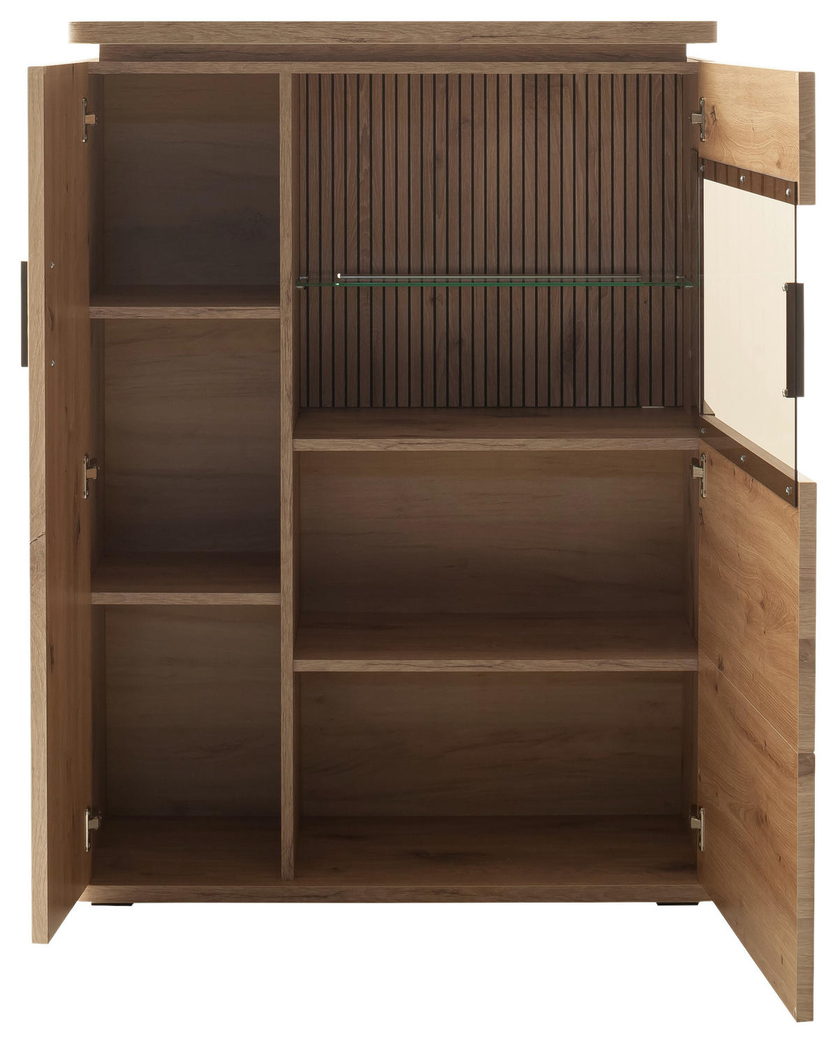 HIGHBOARD Eichefarben  90/124/38 cm  - Eichefarben/Anthrazit, KONVENTIONELL, Glas/Holzwerkstoff (90/124/38cm) - Cantus