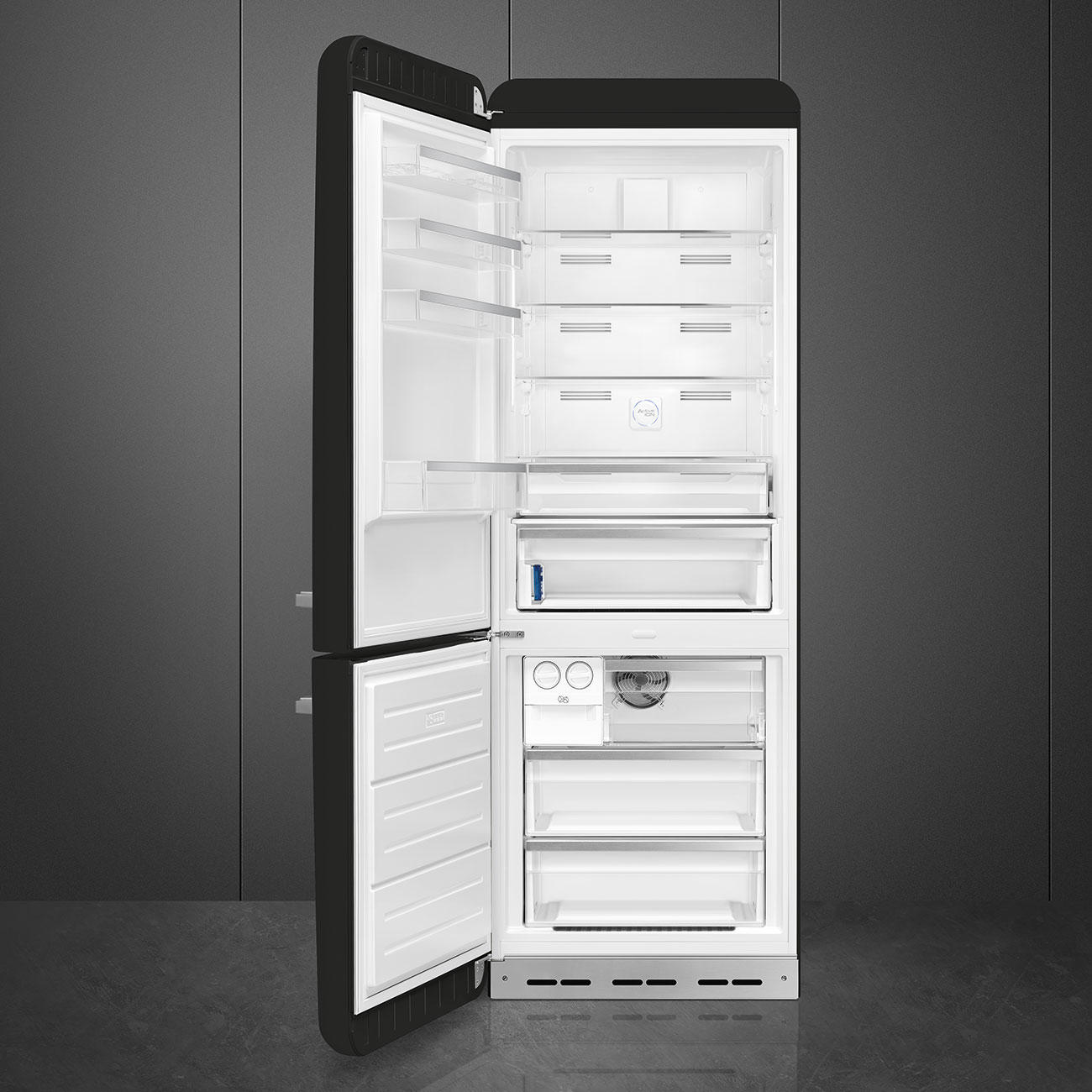 KÜHL-GEFRIER-KOMBINATION FAB38LBL5  - Schwarz, Basics, Metall (70,6/205/71,1cm) - SMEG