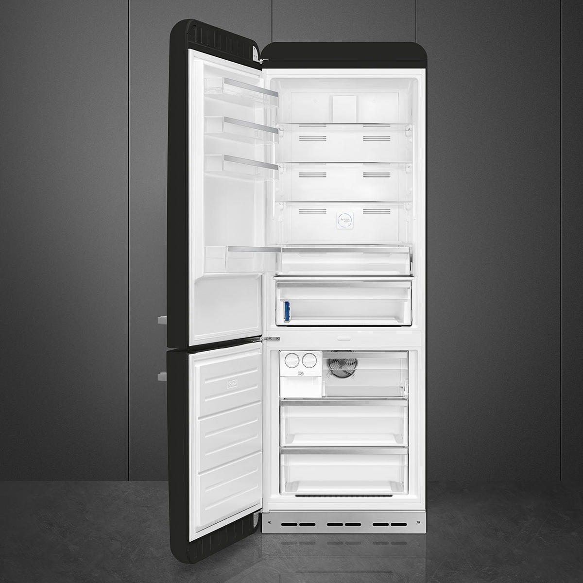 KÜHL-GEFRIER-KOMBINATION FAB38LBL5  - Schwarz, Basics, Metall (70,6/205/71,1cm) - SMEG