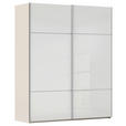 SCHWEBETÜRENSCHRANK 201/223/67 cm 2-türig Weiß, Champagner  - Champagner/Alufarben, KONVENTIONELL, Glas/Holzwerkstoff (201/223/67cm) - Novel