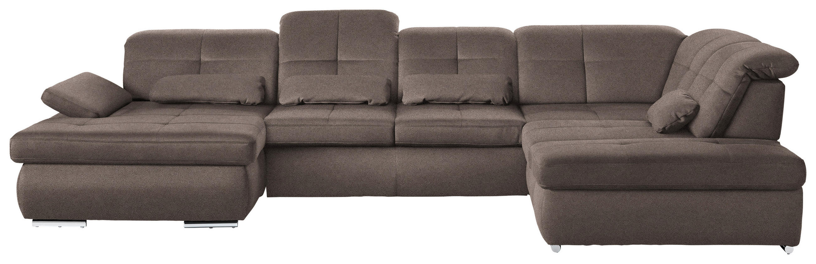 WOHNLANDSCHAFT  in Mikrofaser Graubraun  - Chromfarben/Graubraun, Design, Textil (195/371/260cm) - Beldomo Style