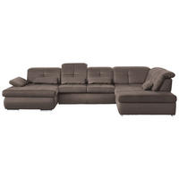 WOHNLANDSCHAFT  in Mikrofaser Graubraun  - Chromfarben/Graubraun, Design, Textil (195/371/260cm) - Beldomo Style