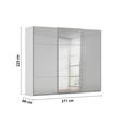 SCHWEBETÜRENSCHRANK 271/223/68 cm 3-türig Grau, Weiß  - Alufarben/Weiß, KONVENTIONELL, Glas/Holzwerkstoff (271/223/68cm) - Novel