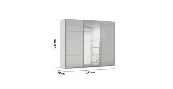 SCHWEBETÜRENSCHRANK 271/223/68 cm 3-türig Grau, Weiß - Alufarben/Weiß, KONVENTIONELL, Glas/Holzwerkstoff (271/223/68cm) - Novel