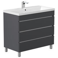 WASCHTISCHKOMBI 90 cm  - Graphitfarben/Weiß, Basics, Holzwerkstoff/Stein (90cm) - MID.YOU