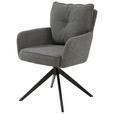 ARMLEHNSTUHL  in Eisen Leinenoptik  - Schwarz/Grau, Design, Textil/Metall (61/90/67cm) - Novel