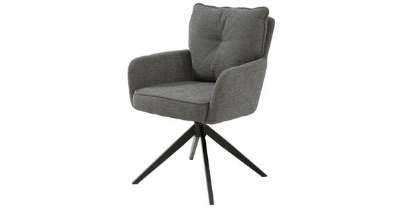 ARMLEHNSTUHL  in Eisen Leinenoptik  - Schwarz/Grau, Design, Textil/Metall (61/90/67cm) - Novel